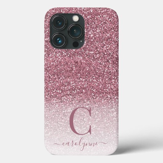 Girl Blush Pink Rose Gold Glitzer Ombre Monogram Case-Mate iPhone Hülle (Rückseite)