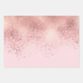 Girl Blush Pink Rose Gold Sprayed Confetti Ombre Geschenkpapier Set (Vorderseite 3)