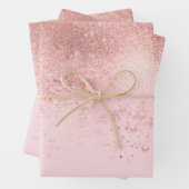 Girl Blush Pink Rose Gold Sprayed Confetti Ombre Geschenkpapier Set (Beispiel)