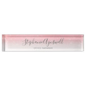 Girl Blush Pink Silver Glitzer Personalisiert Namensplakette (Vorderseite)