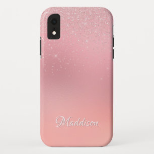 Girl Blush Pink Silver Glitzer Personalisierter Na Case-Mate iPhone Hülle