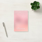 Girl Blush Pink Silver Glitzer Personalisierter Na Post-it Klebezettel (Büro)