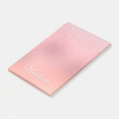 Girl Blush Pink Silver Glitzer Personalisierter Na Post-it Klebezettel (angewinkelt)