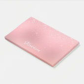 Girl Blush Pink Silver Glitzer Personalisierter Na Post-it Klebezettel (angewinkelt)