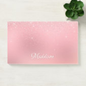 Girl Blush Pink Silver Glitzer Personalisierter Na Post-it Klebezettel (Büro)