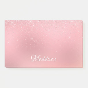 Girl Blush Pink Silver Glitzer Personalisierter Na Post-it Klebezettel