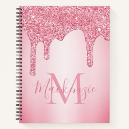 Girl Blush Pink Sparkle Glitzer Tropfen Monogram Notizblock
