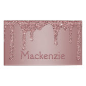 Girl Blush Pink Sparkle Glitzer Tropfen Namenschild (Vorderseite)