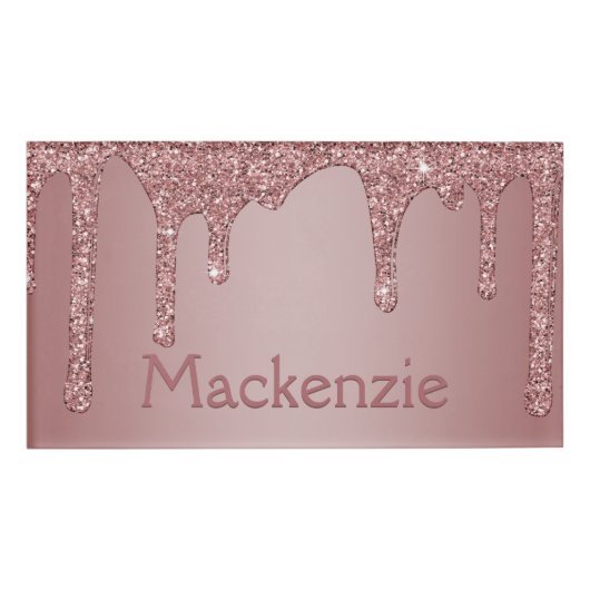 Girl Blush Pink Sparkle Glitzer Tropfen Namenschild (Vorderseite)
