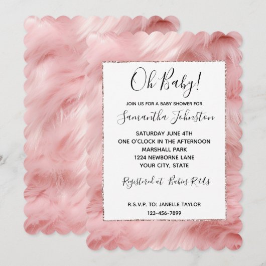 Girl Blush Pink Tierfutter Einladung (Vorne/Hinten)