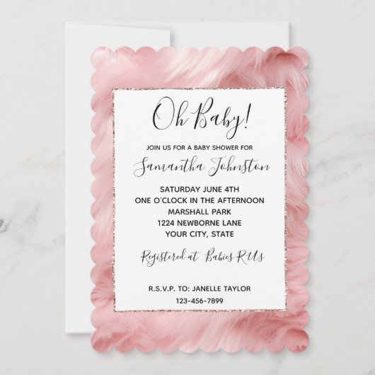 Girl Blush Pink Tierfutter Einladung (Vorderseite)