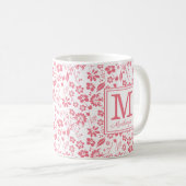 Girl Blush Pink Tropische Blume Monogramm Kaffeetasse (VorderseiteRechts)