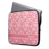 Girl Blush Pink Tropische Blume Monogramm Laptopschutzhülle (Vorderseite Links)