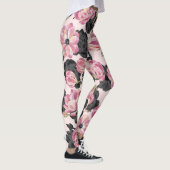 Girl Blush Pink und Black Watercolor Blume Leggings (Rechts)
