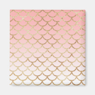 Girl Blush Pink und Gold Mermaid Glitzer Glitzern Magnet