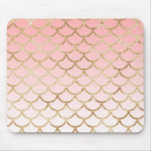 Girl Blush Pink und Gold Mermaid Glitzer Glitzern Mousepad