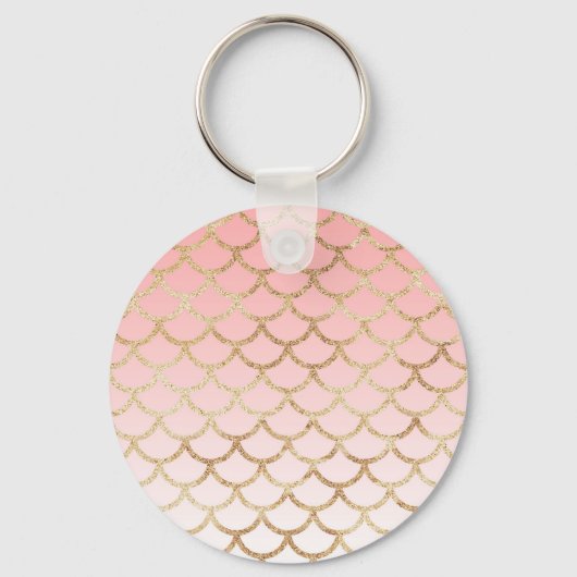 Girl Blush Pink und Gold Mermaid Glitzer Glitzern Schlüsselanhänger (Vorderseite)