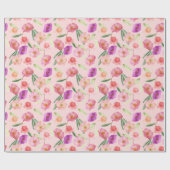 Girl Blush Pink Wasserfarbe Blume Geschenkpapier (Flach)