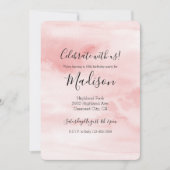 Girl Blush Pink Wasserfarbe personalisiert Einladung (Vorderseite)