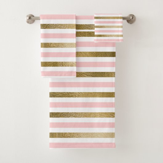 Girl Blush Pink, White and Gold Foil Muster Badhandtuch Set (Insitu)