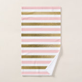 Girl Blush Pink, White and Gold Foil Muster Badhandtuch Set (Handtuch)