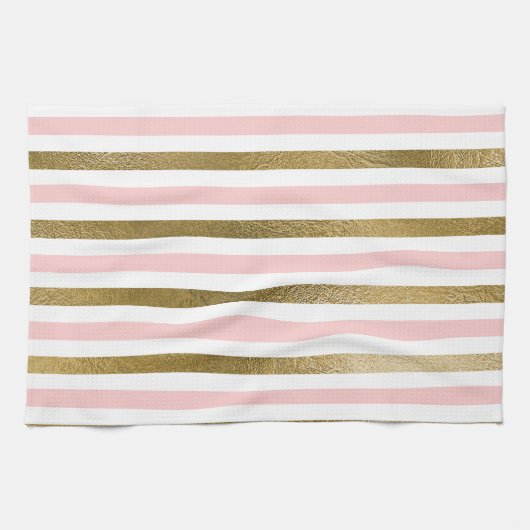 Girl Blush Pink, White and Gold Foil Muster Geschirrtuch (Horizontal)