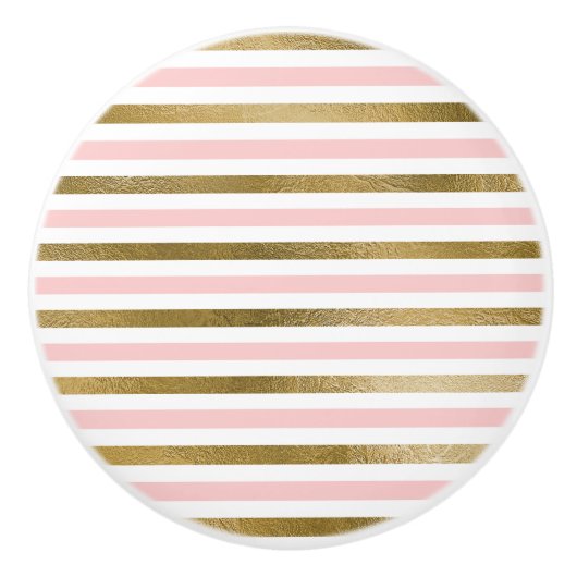 Girl Blush Pink, White and Gold Foil Muster Keramikknauf (Vorderseite)