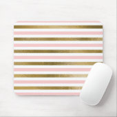 Girl Blush Pink, White and Gold Foil Muster Mousepad (Mit Mouse)