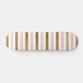 Girl Blush Pink, White and Gold Foil Muster Skateboard (Horizontal)