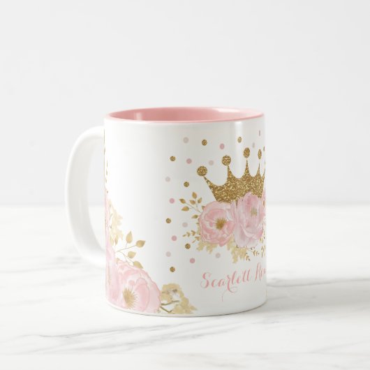 Girl Blush Rosa Königliche Prinzessin Zweifarbige Tasse (Vorderseite Links)