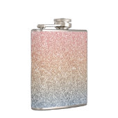 Girl Blush Rose Gold Blue Ombre Glitzer Glitzern Flachmann (Rechts)