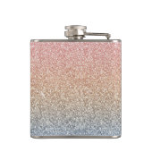 Girl Blush Rose Gold Blue Ombre Glitzer Glitzern Flachmann (Rückseite)