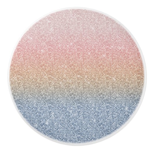 Girl Blush Rose Gold Blue Ombre Glitzer Glitzern Keramikknauf (Vorderseite)