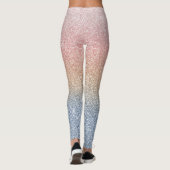 Girl Blush Rose Gold Blue Ombre Glitzer Glitzern Leggings (Rückseite)