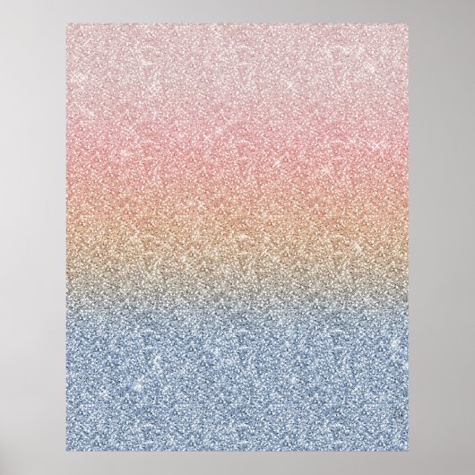Girl Blush Rose Gold Blue Ombre Glitzer Glitzern Poster (Vorne)