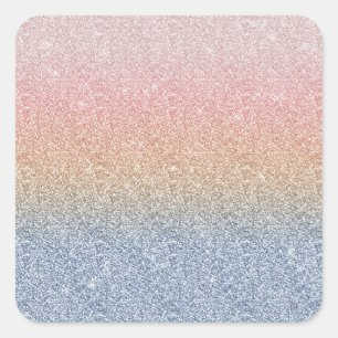 Girl Blush Rose Gold Blue Ombre Glitzer Glitzern Quadratischer Aufkleber
