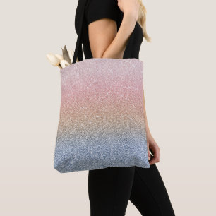 Girl Blush Rose Gold Blue Ombre Glitzer Glitzern Tasche