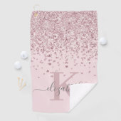 Girl Blush Rose Gold Glitzer Diamond Mit Monogramm Golfhandtuch (Insitu)