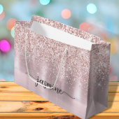 Girl Blush Rose Gold Glitzer Monogram Name Script Große Geschenktüte