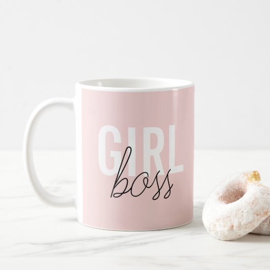 Girl Blush Typografy-Drehbuchautor Kaffeetasse (Mit Donut)
