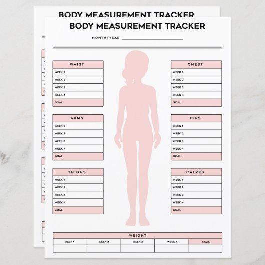 Girl Body Measurement Tracker-Gewichtsabnahme (Vorne/Hinten)