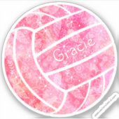 Girl Boho Federn Doodle rosa Volleyball Aufkleber (Vorderseite)