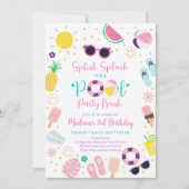 Girl Boho Pool Party Geburtstag Einladung (Vorderseite)