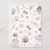 Girl Boho Pumpkin Baby Shower Einladung (Rückseite)