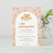 Girl Boho Pumpkin Baby Shower Einladung (Stehend Vorderseite)