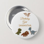 GIRL Boho T rex Dinosaur Button (Vorne & Hinten)