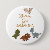 GIRL Boho T rex Dinosaur Button (Vorderseite)