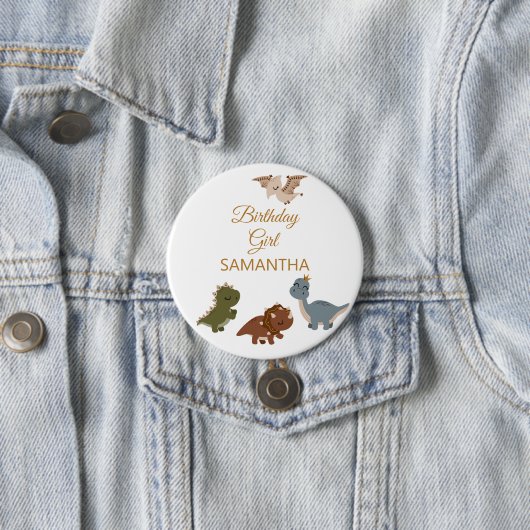 GIRL Boho T rex Dinosaur Button (Beispiel)