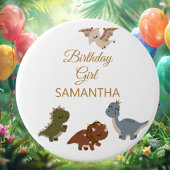 GIRL Boho T rex Dinosaur Button