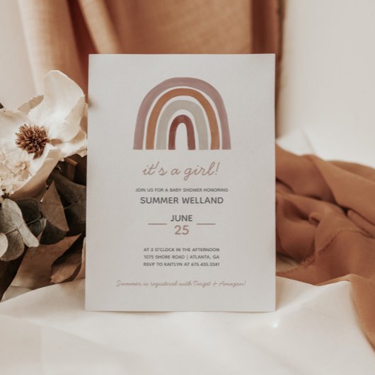 Girl Boho Watercolor Rainbow Baby Dusche Einladung